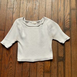 SILENCE + NOISE Crop Ribbed Shirt | Grey | Size Small